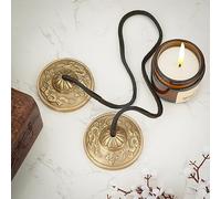 Ajuny Tibetan Tingsha Cymbals Bells Buddhist Meditation Yoga Bell 2pcs Embossed Manjira Musical Instrument Spiritual Gifts