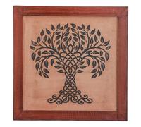 Ajuny Tree of Life Carving Wall Art Decorative Paintings Framed Ready to Hang Paintings Framed for Living Room Bedroom Hallway and Stairs Home Office Decor - 39.4 x 39.4 CM