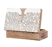 Ajuny Tree of Life Wooden Decorative Treasure Chest Box Multipurpose Use Jewelry Storage, Watch Box Travel Keepsake Memory organiser Trinket Holder Watch Box Birthday Gifts for Men and Women 8x5 Inch