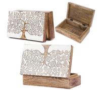 Ajuny Tree of Life Wooden Decorative Treasure Chest Box Multipurpose Use Jewelry Storage, Watch Box Travel Keepsake Memory organiser Trinket Holder Watch Box Birthday Gifts for Men and Women 8x5 Inch