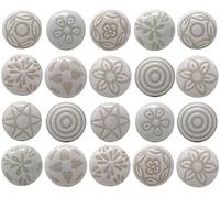 Ajuny Vintage Set of 20 White Ceramic Door Knobs for Dresser Drawer Wardrobe Pull Closet Solid Cabinet Cupboard Handmade Handcrafted Pull knob Modern Kitchen, Bedroom & Bathroom