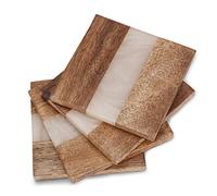 Ajuny Wood & Resin Coasters Set of 4 White Dual-Tone Handmade Square Non-Slip Drink Mats, Protectors for Tea, Coffee & Wine, Ideal Housewarming Gift