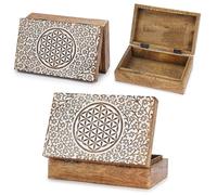 Ajuny Wooden Handcrafted Decorative Jewelry Storage Box Celtic Design White Multipurpose Treasure Chest Organizer Travel Keepsake Trinket Holder Watch Box Gifts 8x5 Inch