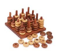 Ajuny Wooden Connect 4 in a Row Game - Classic Strategy Board Game for Kids & Adults, 3D Connect Four in a Row Travel Family Game with Storage Box, Fun Birthday Gift for Children, Boys & Girls