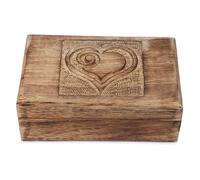 Ajuny Wooden Decorative Jewelry Box with Heart Design Carving - Multipurpose Treasure Chest Storage Keepsake Box Necklaces Watch Organizer Boxes Birthday Gifts for Women & Men 10x6 Inch