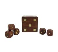 Ajuny Wooden Dice Box with 5 Gaming Dice, Handmade Storage Holder 2.5 Inch