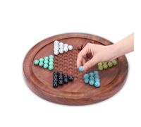 Ajuny Wooden Handcrafted Chinese Checkers Game Set with 12 Inch Natural Wood Checkers Board, 60 Colorful Marbles in 6 Bright Colors for Adults, Boys and Girls