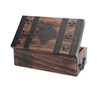 Ajuny Wooden Handcrafted Pirate Treasure Chest Jewelry Box Multipurpose Vintage Shell Strips Keepsake Trinket Storage Case Holder Necklace Earring Organizer Gift, 11x6 Inch