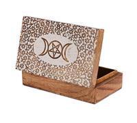 Ajuny Wooden Keepsake Box 8 x 5 Inch Star Moon Tarot Crystal Chest Trinket