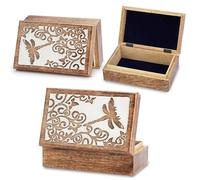Ajuny Wooden Keepsake Box 8x5 Inch, Reptile Pattern Mango Wood Treasure Box