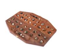 Ajuny Wooden Mancala Board Game Set - Folding Board with Multicolor Stones, Ideal for Family Night, Portable Travel Fun Classic Table Game for Adults & Kids