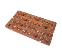 Ajuny Wooden Mancala Board Game Set - Large Folding Board with Multicolor Stones, Ideal for Family Night, Portable Travel Fun Classic Table Game for Adults & Kids