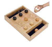 Ajuny Wooden Noughts and Crosses Game Wooden Balls & Portable Storage Box