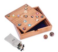 Ajuny Wooden Pig Hole Piggy Board Game 8 Inch with Dice and 65 Gemstones