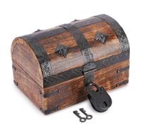 Ajuny Wooden Pirate Treasure Chest 9 x 6 Inch Shell Inlay Jewellery Box