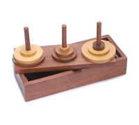 Ajuny Wooden Puzzle Board Games Hanoi Tower (9 Rings) with Storage Box for Brain Teasers Logic Games Kids and Adults Handmade Challenges Mastermind Educational Fun Learning Tower Puzzles