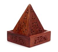 Ajuny Wooden Pyramid Incense Cone Burner Box, Flower Fretwork, 10 cm | Zen Gothic Boho Spiritual Aromatherapy Yoga Meditation Altar Bedroom Living Room Relaxation Birthday Housewarming Gift