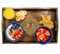 Ajuny Wooden Serving Tray with Handles Handcrafted Decorative Celtic Design Rectangular Table Platter for Breakfast Snacks Coffee & Tea Home Bar or Kitchen Décor Gift Idea 15 Inch / 38 cm