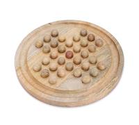 Ajuny Wooden Solitaire Board Game Handmade Decorative Wood Peg Classical Educational Family Game, Tabletop Living Room Office Decor for Kids and Adults 10.8 Inches