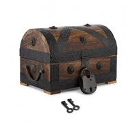 Ajuny Wooden Treasure Chest 9x6 Inch Shell Strip Jewellery Box Pirate Chest
