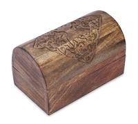 Ajuny Wooden Treasure Chest - Handcrafted Wood Keepsake Box with Shell Strips- Antique Box for Jewelry, Pirate Trinkets & Gifts - Decorative Treasure Chest Box (9x6 Inch)