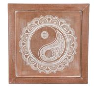 Ajuny Wooden Wall Art Painting Yin Yang Symbol Canvas Print with Wood Frame, Ready to Hang Modern Abstract Artwork Picture Poster for Living Room Bedroom Hallway Home Office Décor Gift 15.5 x 15.5 in