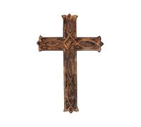 Ajuny Wooden Wall Cross Plaque Hanging Celtic Hand Carvings Religious Home Decor Size 12x8 Inch