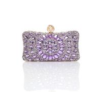 Ajvani Diamante Embellished Gem Party Evening Prom Clutch Bag In Lilac Lilac One Size