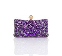 Ajvani Diamante Embellished Gem Party Evening Prom Clutch Bag In Purple Purple