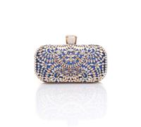 Ajvani Diamante Embellished Glitter Party Evening Clutch Bag In Cobalt Cobalt