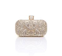Ajvani Diamante Embellished Glitter Party Evening Clutch Bag In Gold Gold