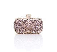Ajvani Diamante Embellished Glitter Party Evening Clutch Bag In Purple Purple