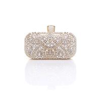 Ajvani Diamante Embellished Glitter Party Evening Clutch Bag In White White