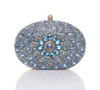Ajvani Diamante Embellished Oval Prom Clutch Bag In Blue Blue One Size