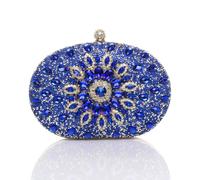 Ajvani Diamante Embellished Oval Prom Clutch Bag In Cobalt Cobalt
