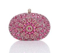 Ajvani Diamante Embellished Oval Prom Clutch Bag In Fuchsia Fuchsia