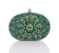 Ajvani Diamante Embellished Oval Prom Clutch Bag In Green Green