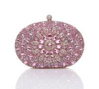 Ajvani Diamante Embellished Oval Prom Clutch Bag In Pink Pink