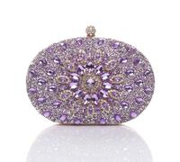 Ajvani Diamante Embellished Oval Prom Clutch Bag In Purple Purple