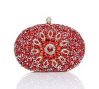 Ajvani Diamante Embellished Oval Prom Clutch Bag In Red Red One Size