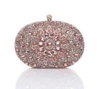 Ajvani Diamante Embellished Oval Prom Clutch Bag In Rose Gold Rose Gold
