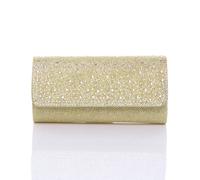 Ajvani Diamante Evening Glitter Envelope Clutch Bag In Gold Gold