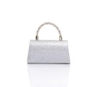Ajvani Diamante Glitter Evening Top Handle Grab Bag Mini Tote In Silver Silver