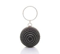 Ajvani Diamante Pearl Evening Party Spherical Ball Bag In Black Black