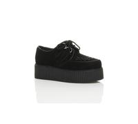 Ajvani Double Platform Brothel Creepers Lace Up Shoes In Black Black