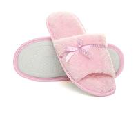 AJVANI elastic slip on novelty fleece bow slippers socks size large 7-8
