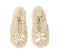 AJVANI elastic slip on novelty fleece bow slippers socks size medium 5-6