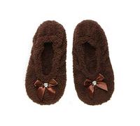 AJVANI elastic slip on novelty fleece bow slippers socks size medium 5-6