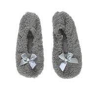 AJVANI elastic slip on novelty fleece bow slippers socks size medium 5-6