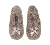 AJVANI elastic slip on novelty fleece bow slippers socks size small 3-4
